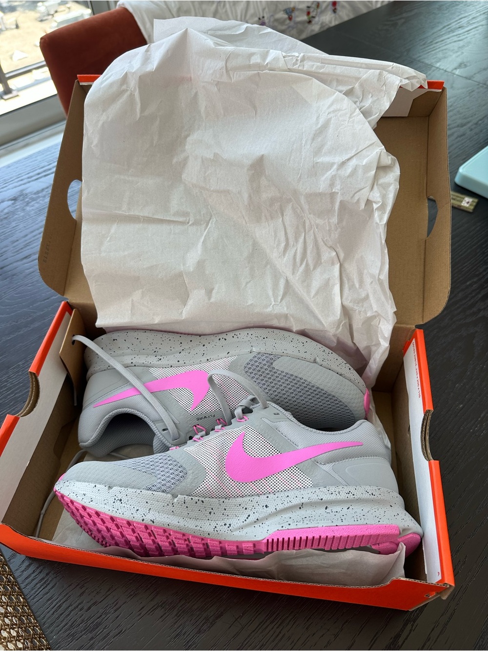 Nike Women's Run Swift 3 Road Light Gray and Hot Pink Athletic Running Shoes